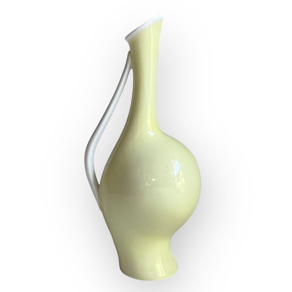 Fritz Heidenreich 1950s for Rosenthal Pregnant Louise Vase 7" Pale Yellow, White - Picture 6 of 16